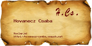 Hovanecz Csaba névjegykártya